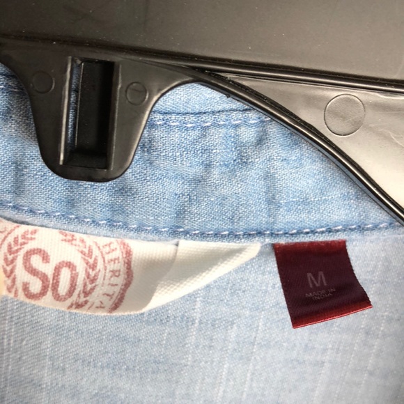 Authentic American Heritage Chambray Lace Up Top - Picture 3 of 6